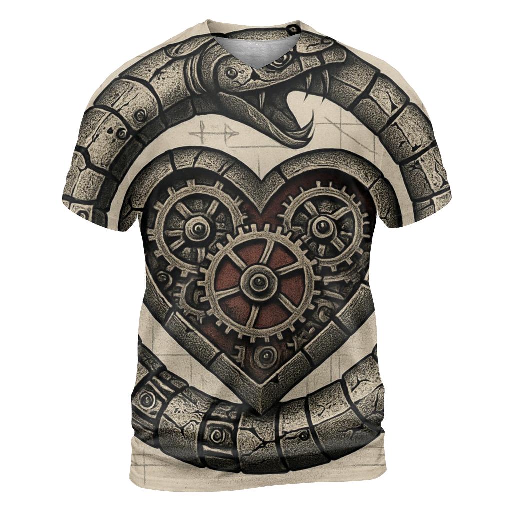 Mechanical Heart Ouroboros statement graphic shirts
