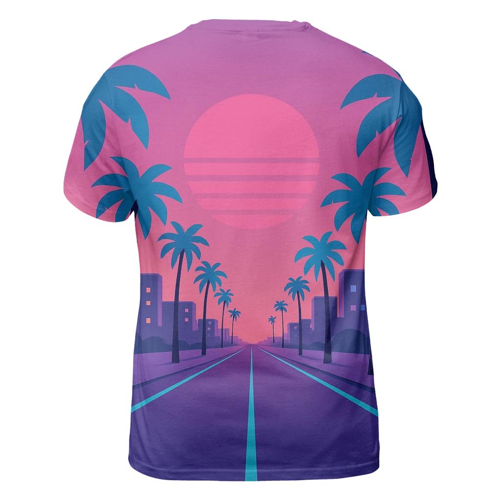 Laser Palm Boulevard artistic all-over print tops