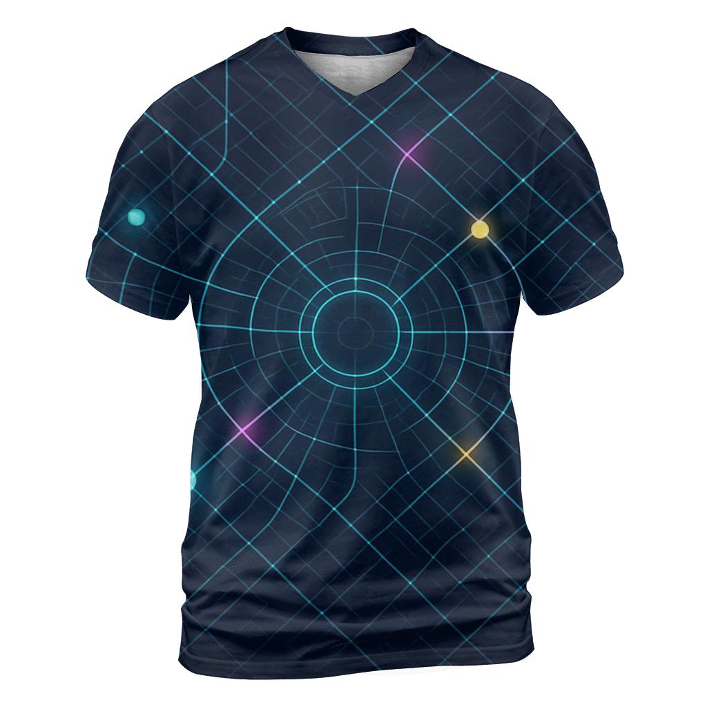 Neon Cartography City Grid artistic all-over print tops