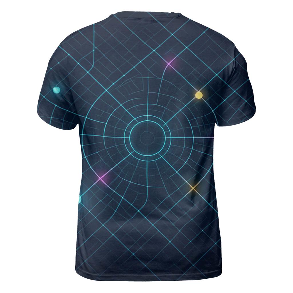 Neon Cartography City Grid artistic all-over print tops