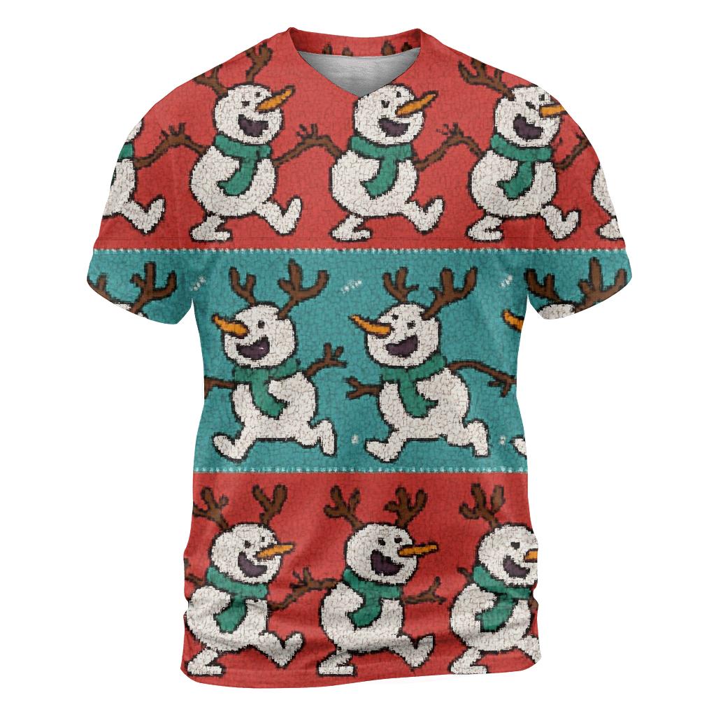 Snowman Antler Conga Line Design statement graphic shirts