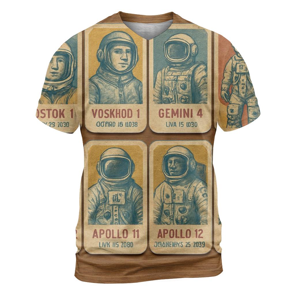 Faded Cosmonaut Trading Card Set creative print fashion shirts