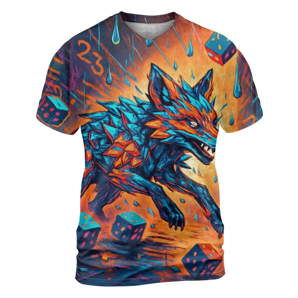Dice Storm Street Fox vibrant all-over design tees