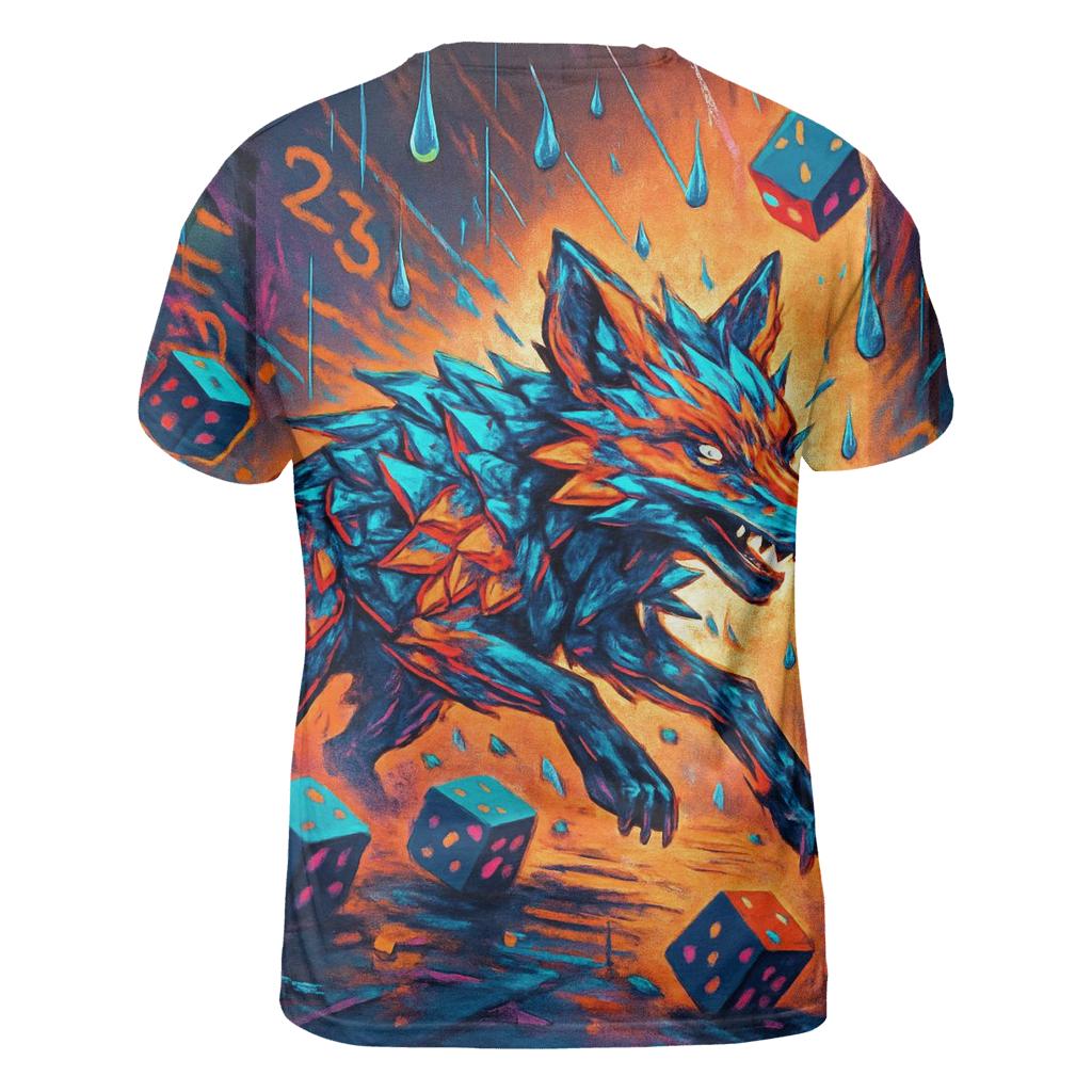 Dice Storm Street Fox vibrant all-over design tees