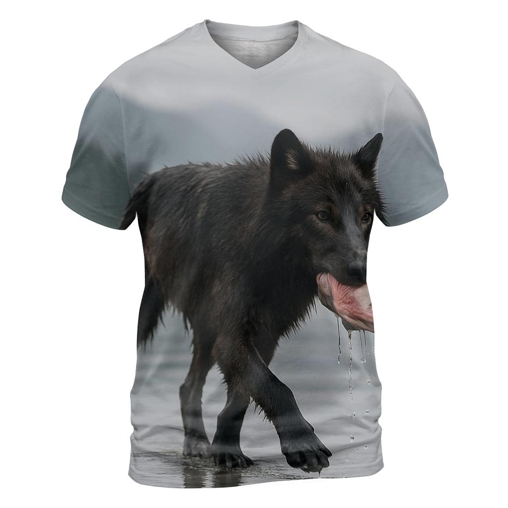 Coastal Wolf Crossing Tidal Flats unique graphic print tees