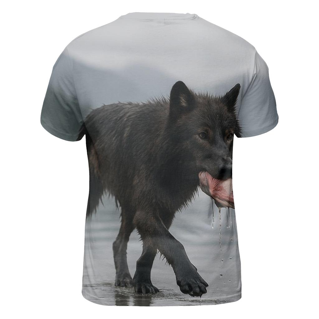 Coastal Wolf Crossing Tidal Flats unique graphic print tees