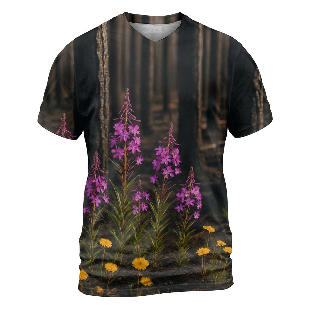 Wildflower Regrowth In Burnt Forest trendy printed shirt styles