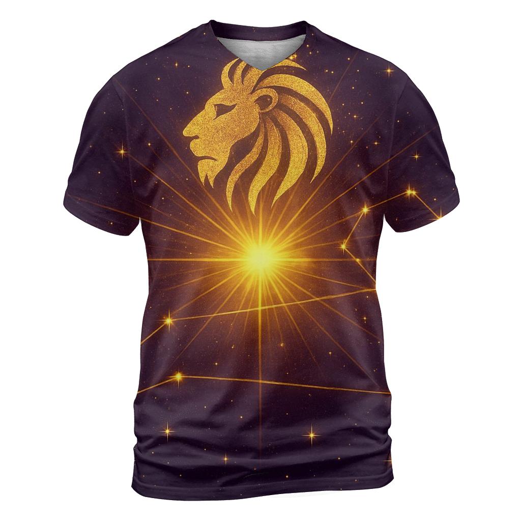 Leo Solar Crown Constellation vibrant all-over design tees