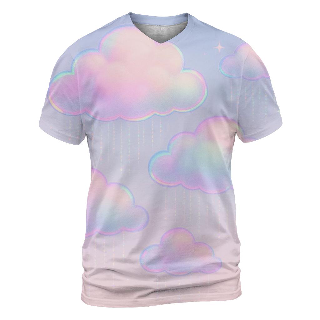 Pastel Hologram Cloudburst vibrant all-over design tees