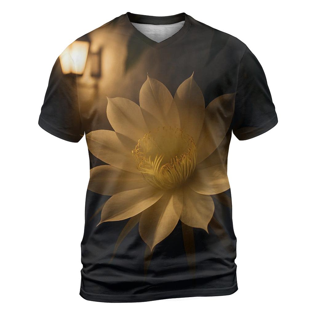 Night Blooming Cereus In Courtyard Shadow artistic all-over print tops