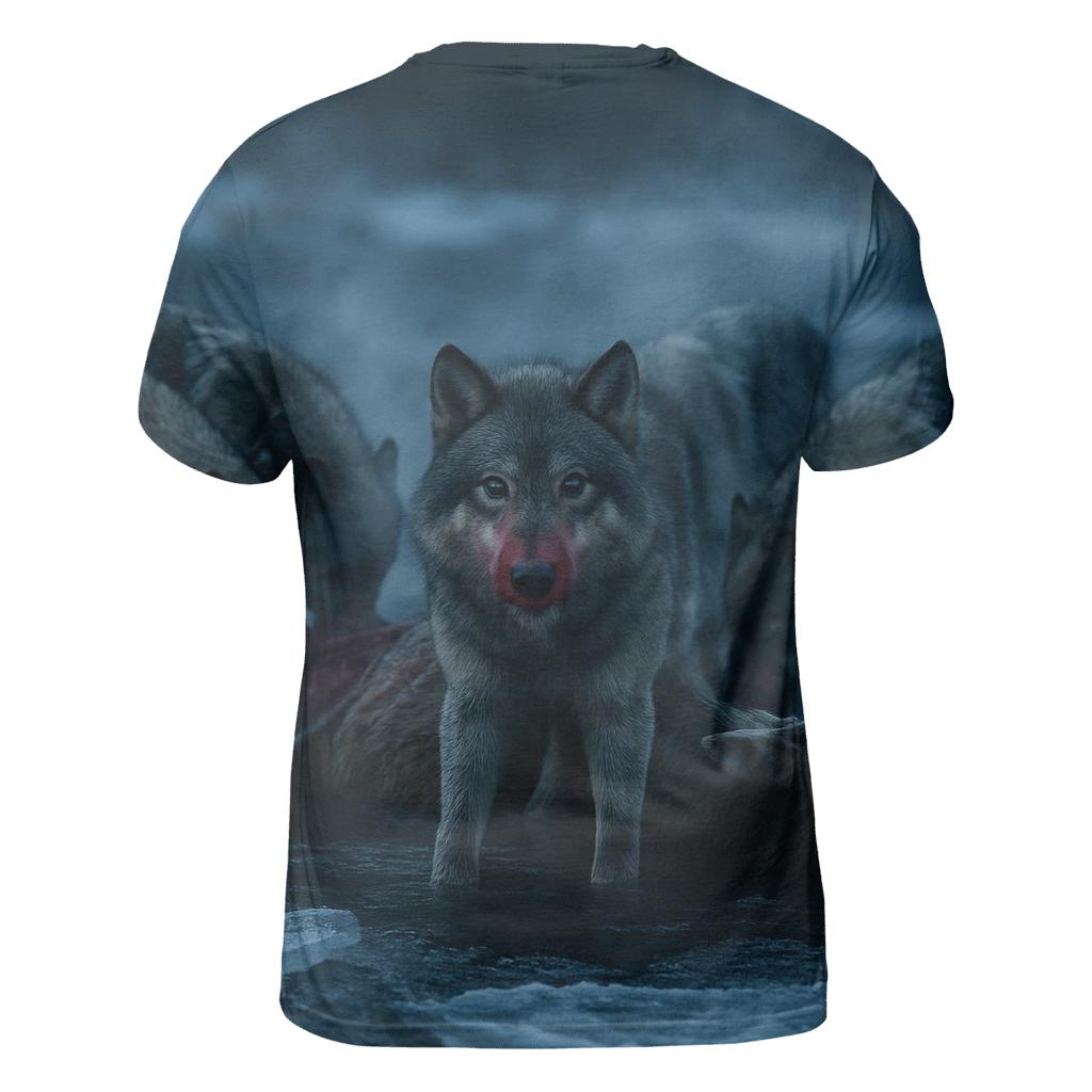 Wolf Pack At Carcass In Frozen Riverbed personalized full print shirts