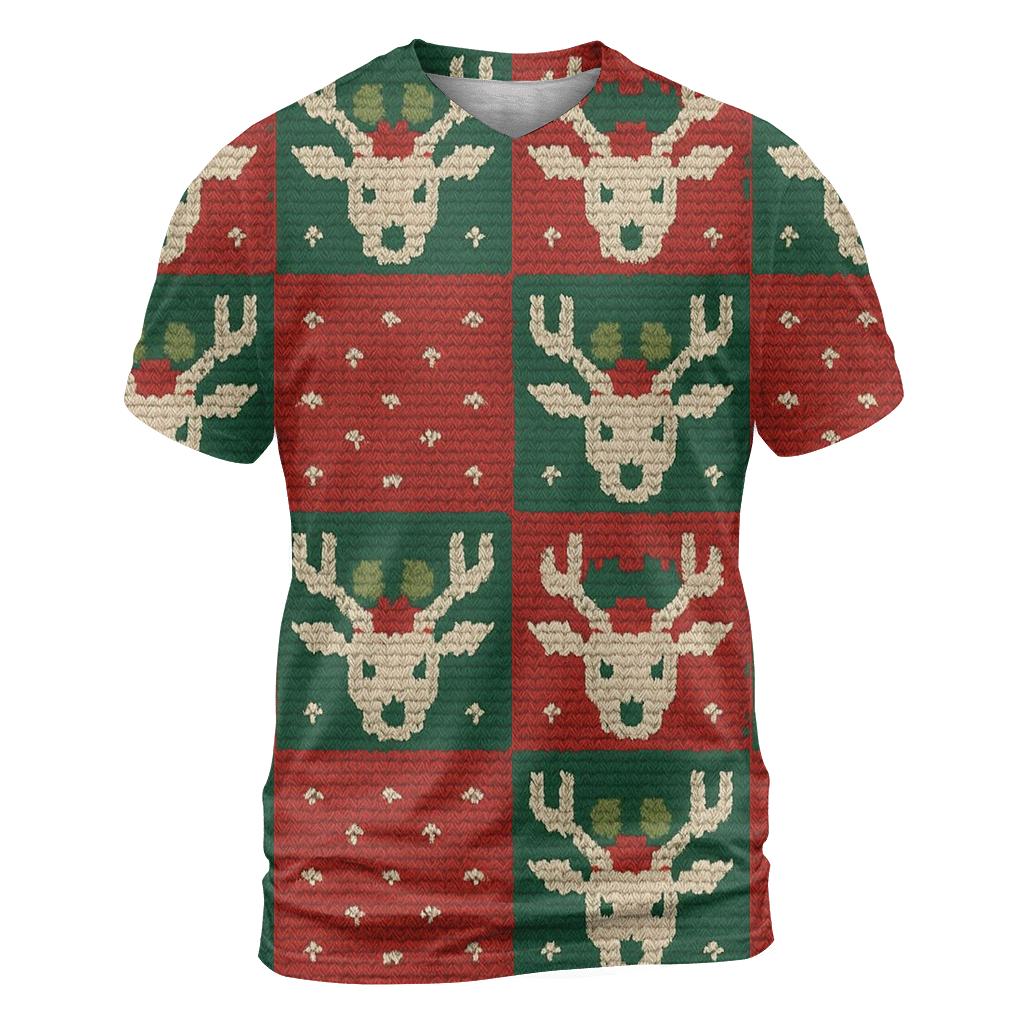 Holly Crowned Reindeer Checkerboard Design personalized full print shirts
