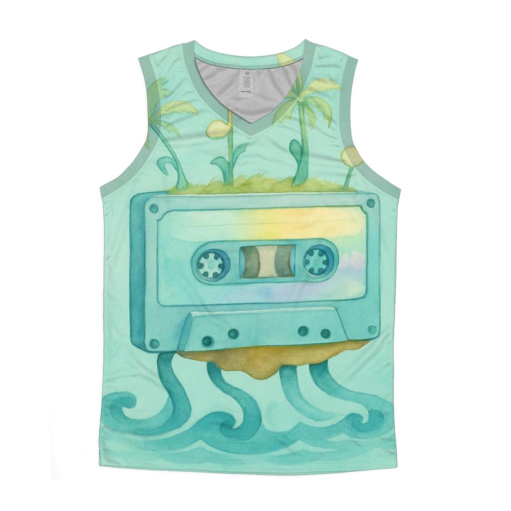 Floating Tape Island graphic print tank tops