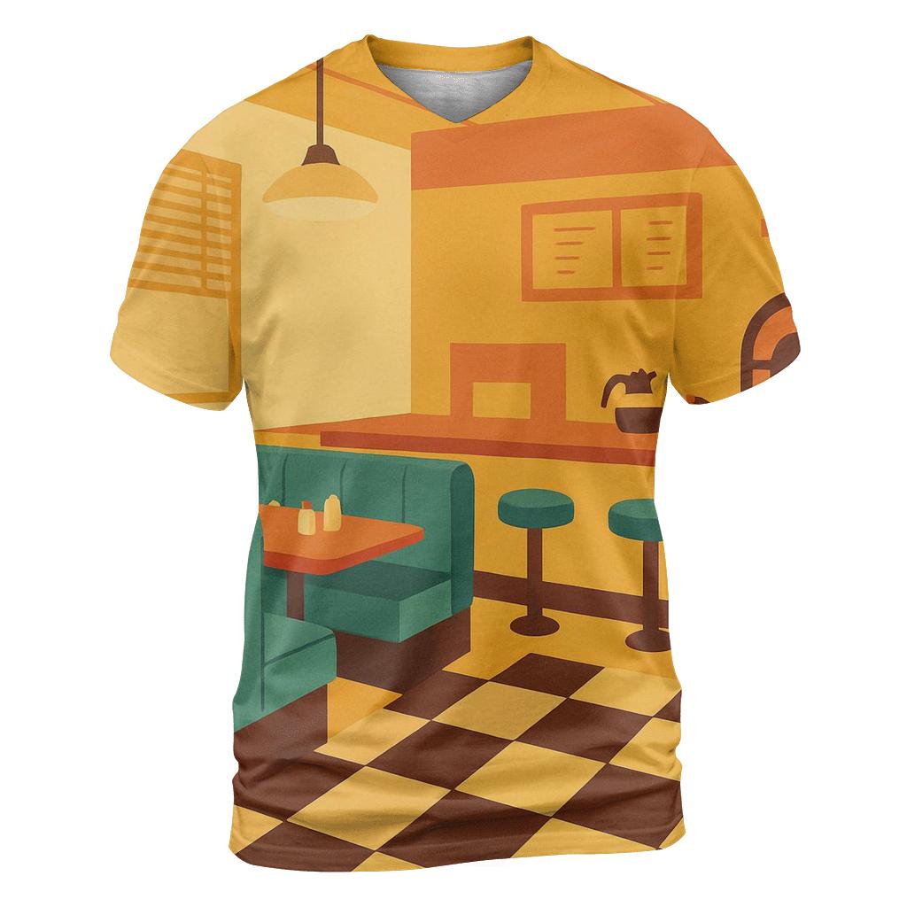 Retro Diner Morning creative print fashion shirts