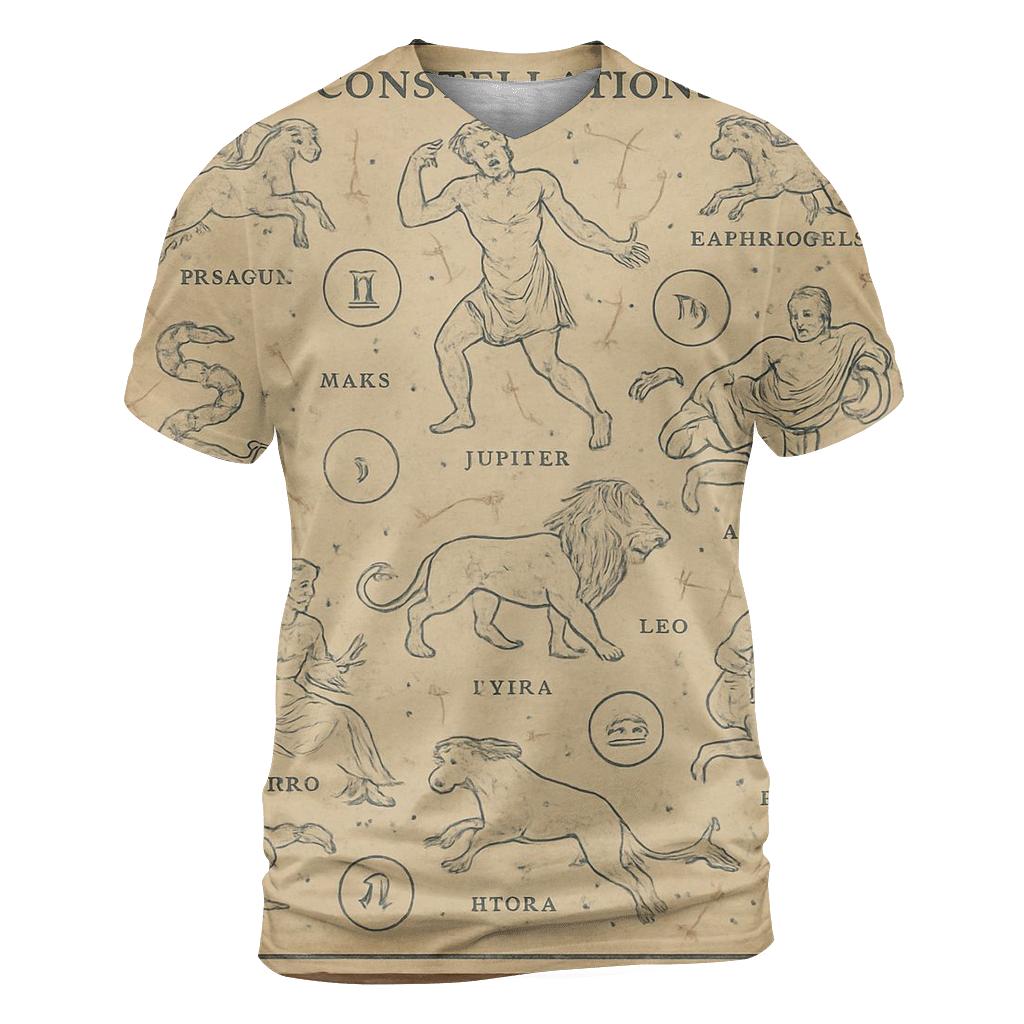 Sepia Star Chart Classroom Wall Map personalized full print shirts