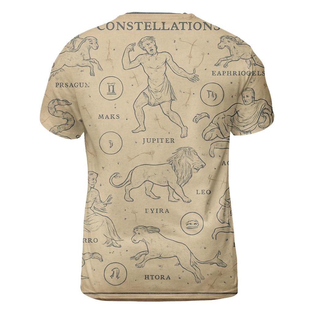 Sepia Star Chart Classroom Wall Map personalized full print shirts