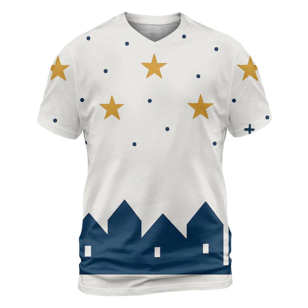 Silent Night Village Silhouette creative print fashion shirts