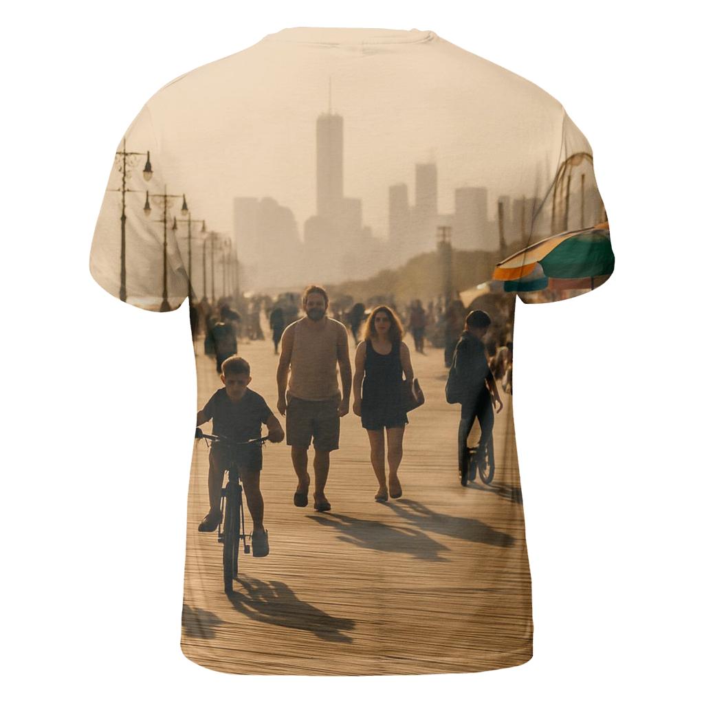 Coney Island Boardwalk With Distant Skyline custom all-over print shirts