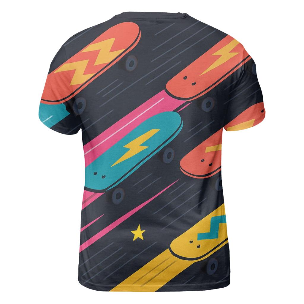 Neon Skateboard Streaks designer pattern shirts