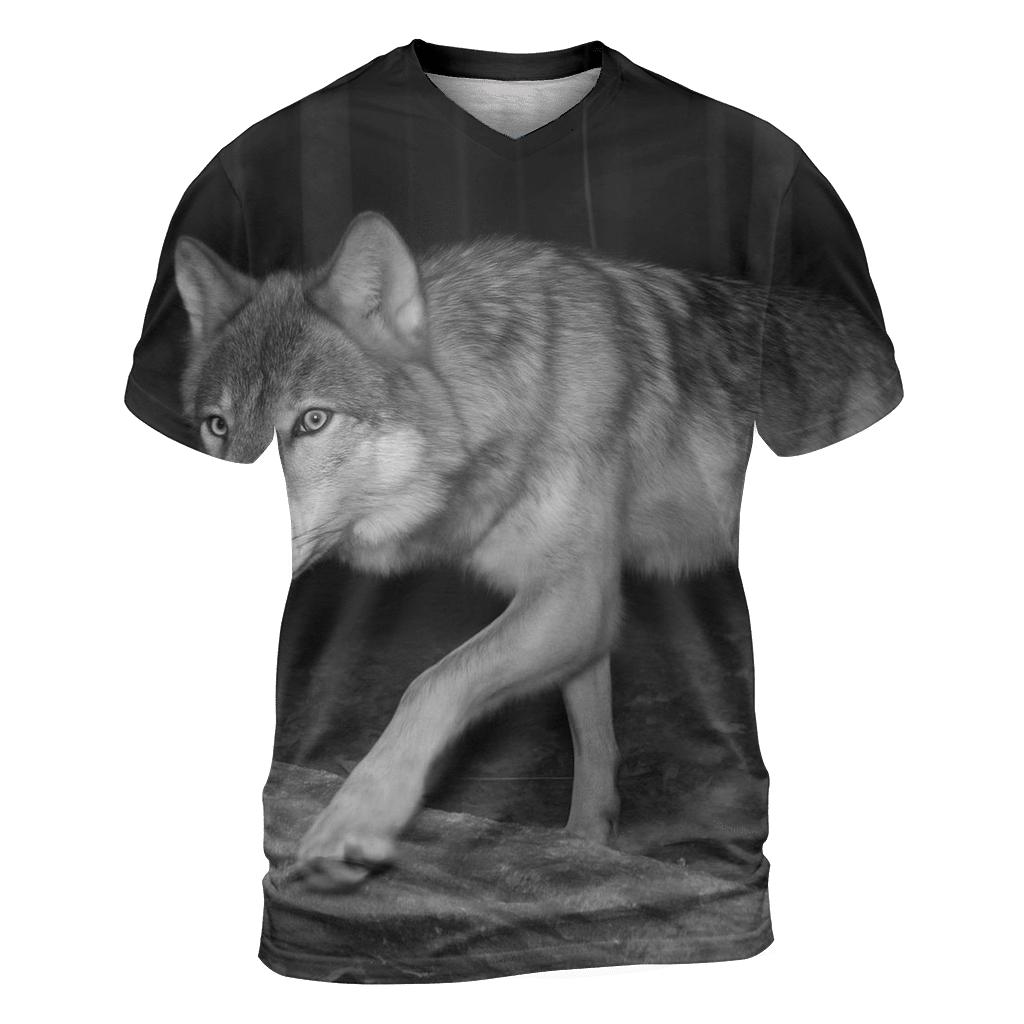 Forest Wolf Passing Hidden Camera Trap trendy printed shirt styles