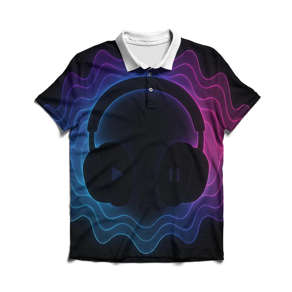 Holographic Headphone Aura personalized polo shirts