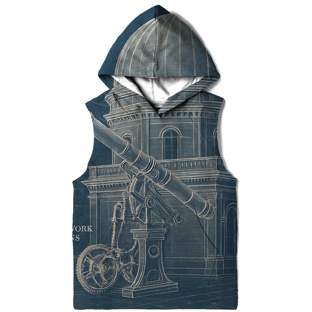 Old Observatory Blueprint Diagram printed hoodies