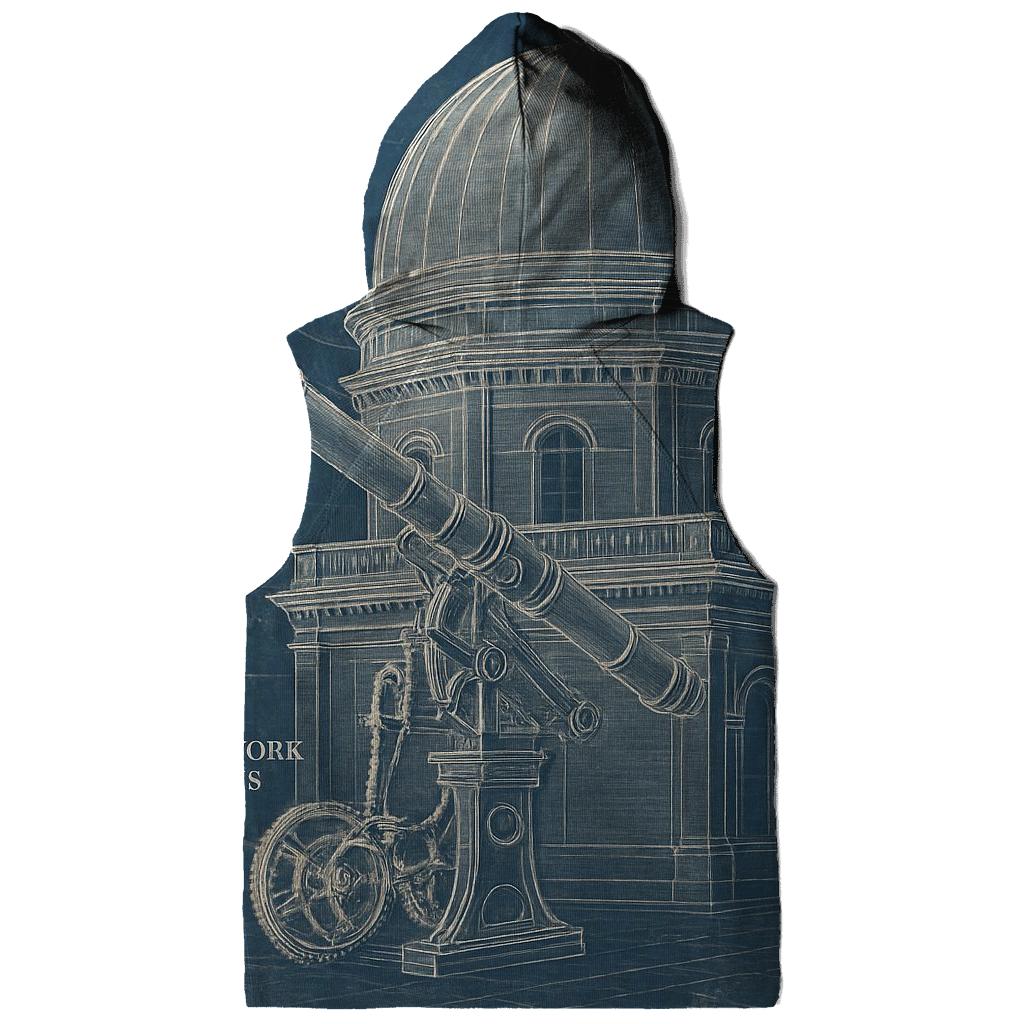 Old Observatory Blueprint Diagram printed hoodies