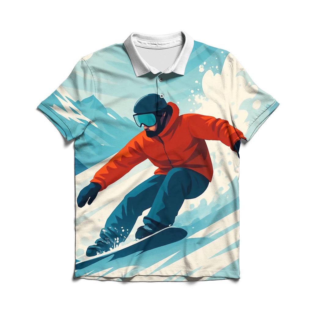 Glacial Snowboard Descent personalized polo shirts