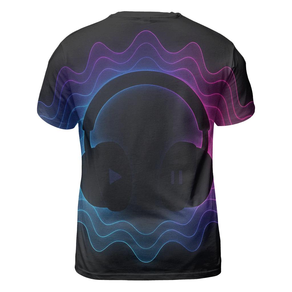 Holographic Headphone Aura vibrant all-over design tees