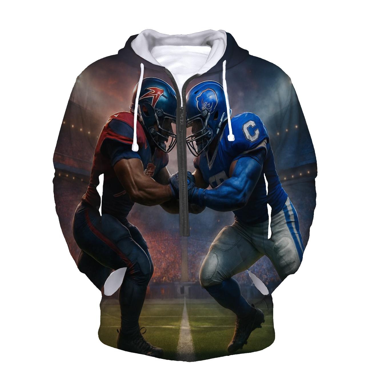 Gridiron Clash Under Dual Banners premium hoodies