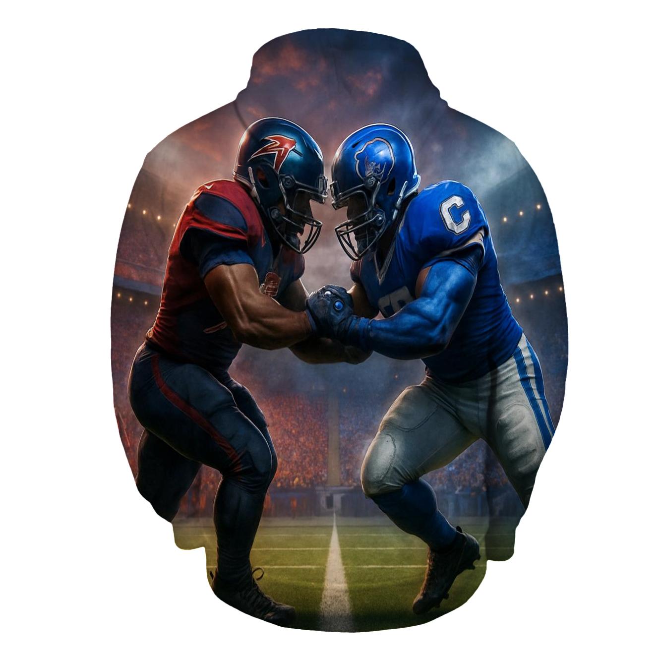 Gridiron Clash Under Dual Banners premium hoodies