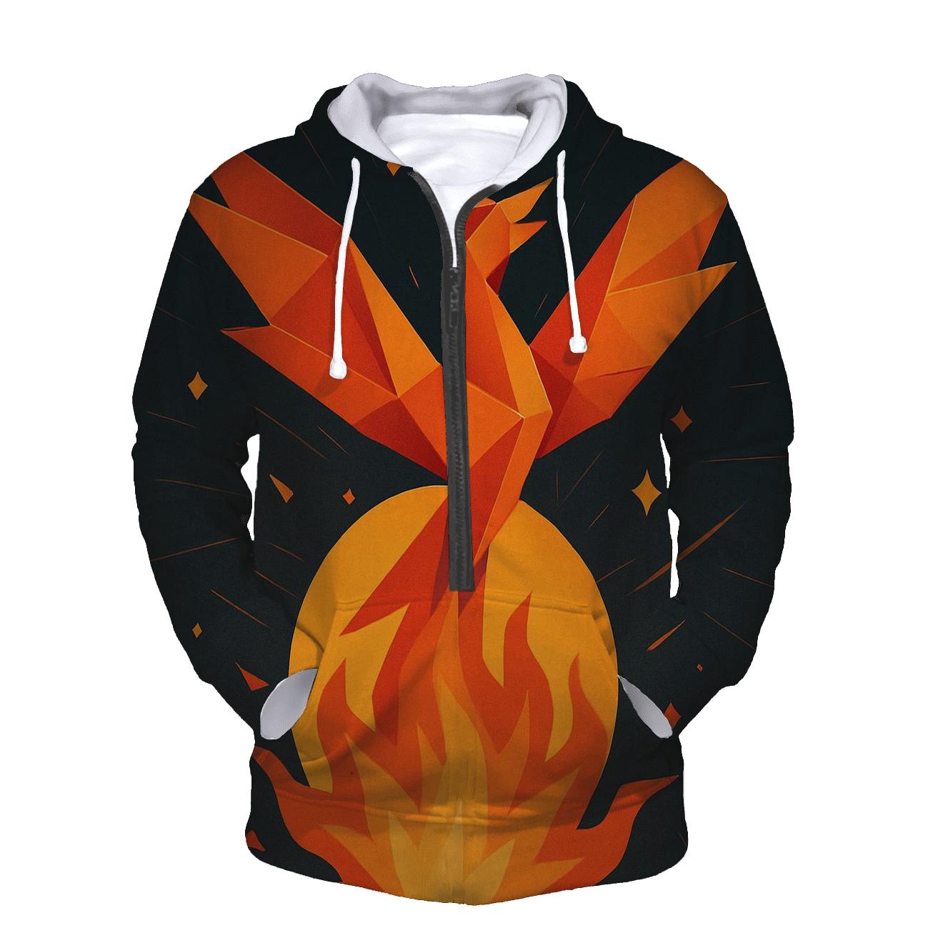 Solar Flare Origami Phoenix graphic hoodies