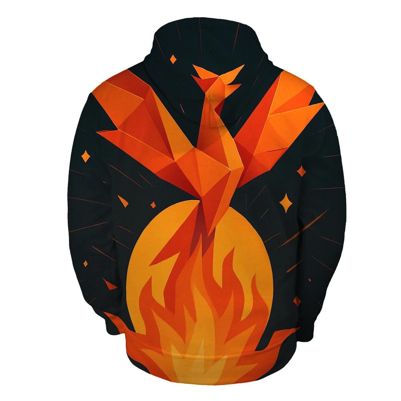Solar Flare Origami Phoenix graphic hoodies