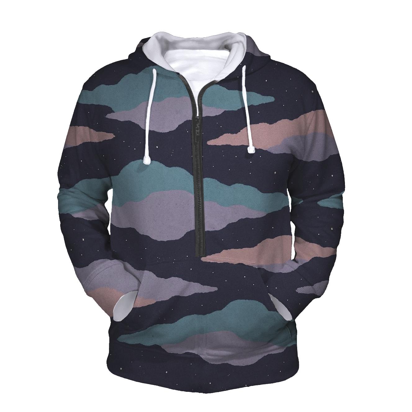 Nebula Filament Drift Panel zip-up hoodies