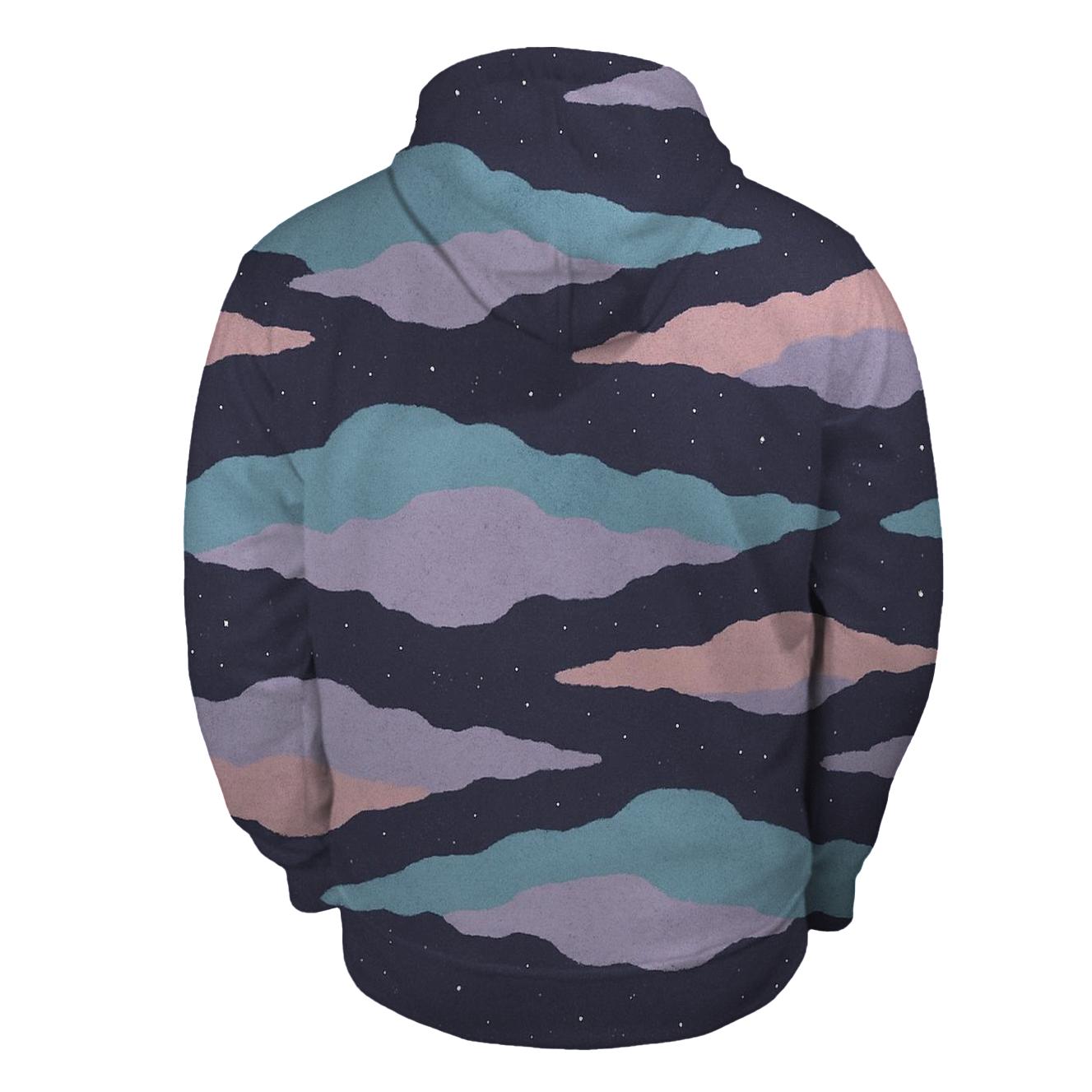 Nebula Filament Drift Panel zip-up hoodies