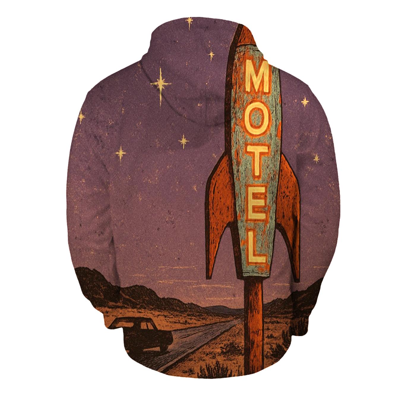 Vintage Rocket Motel Roadside Sign heavyweight hoodies