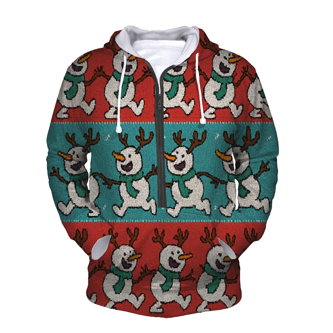 Snowman Antler Conga Line Design embroidered hoodies