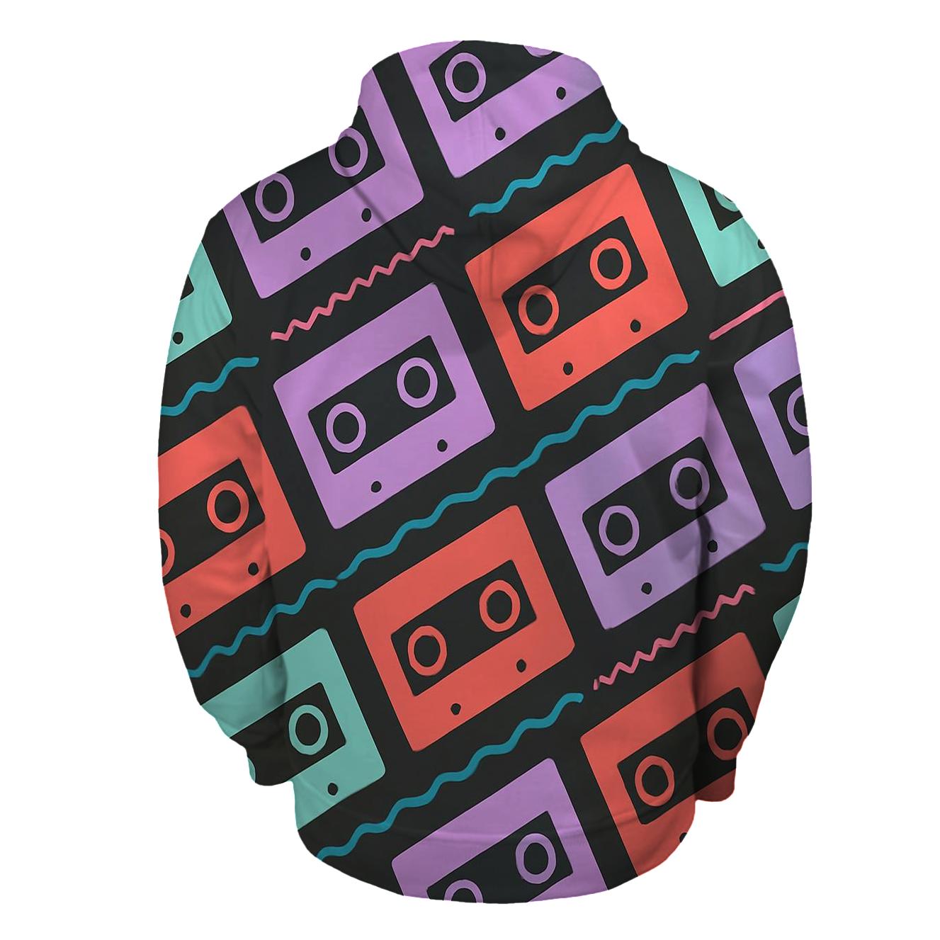 Retro Cassette Wave Stripes pullover hoodies