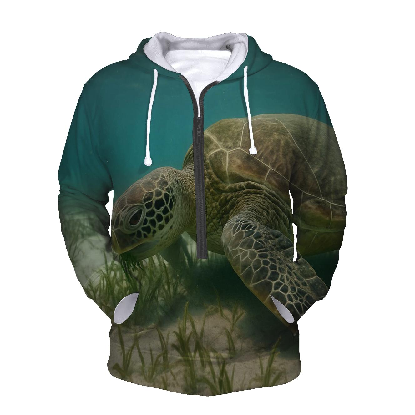 Seagrass Shadow Green Sea Turtle designer hoodies
