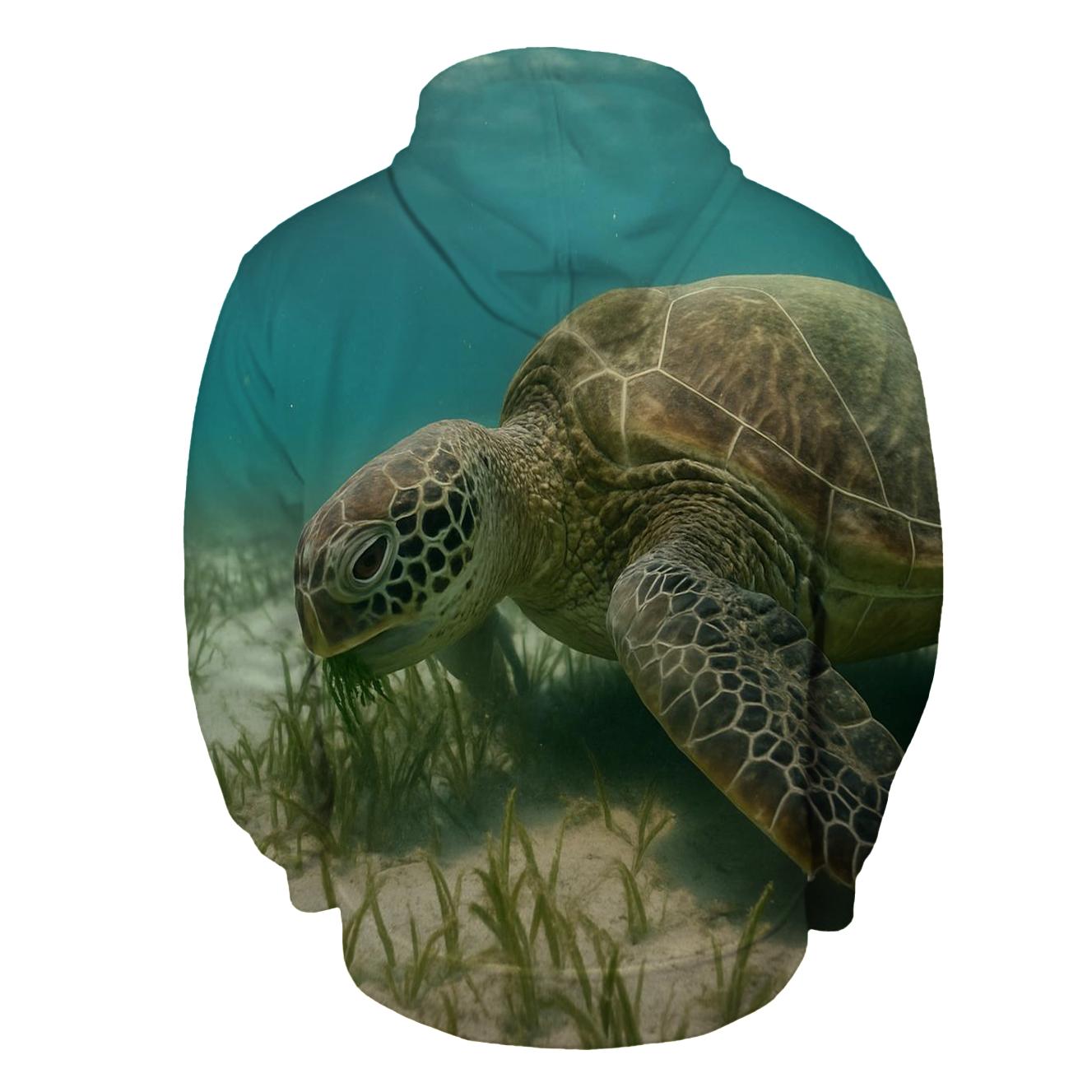 Seagrass Shadow Green Sea Turtle designer hoodies