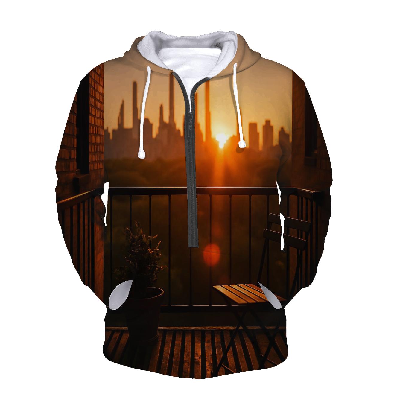 Harlem Fire Escape Sunset Skyline Slice graphic hoodies
