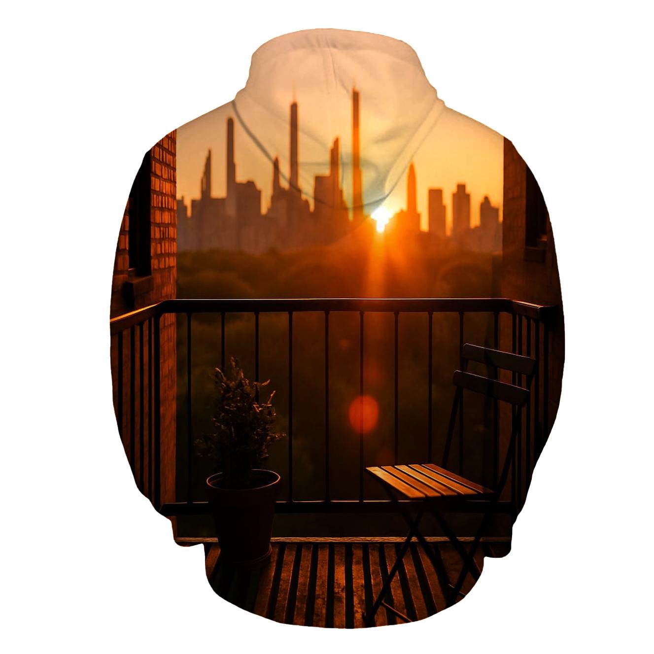 Harlem Fire Escape Sunset Skyline Slice graphic hoodies