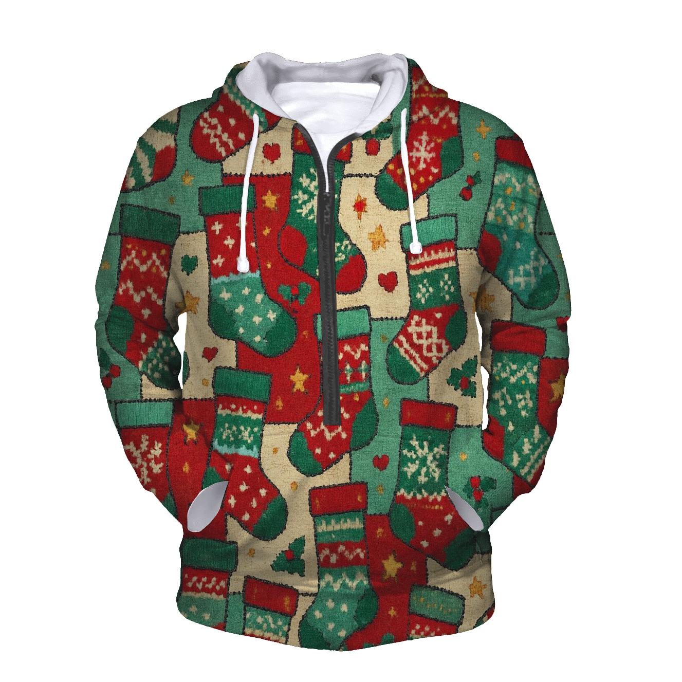 Mismatched Stocking Patchwork Design graphic hoodies