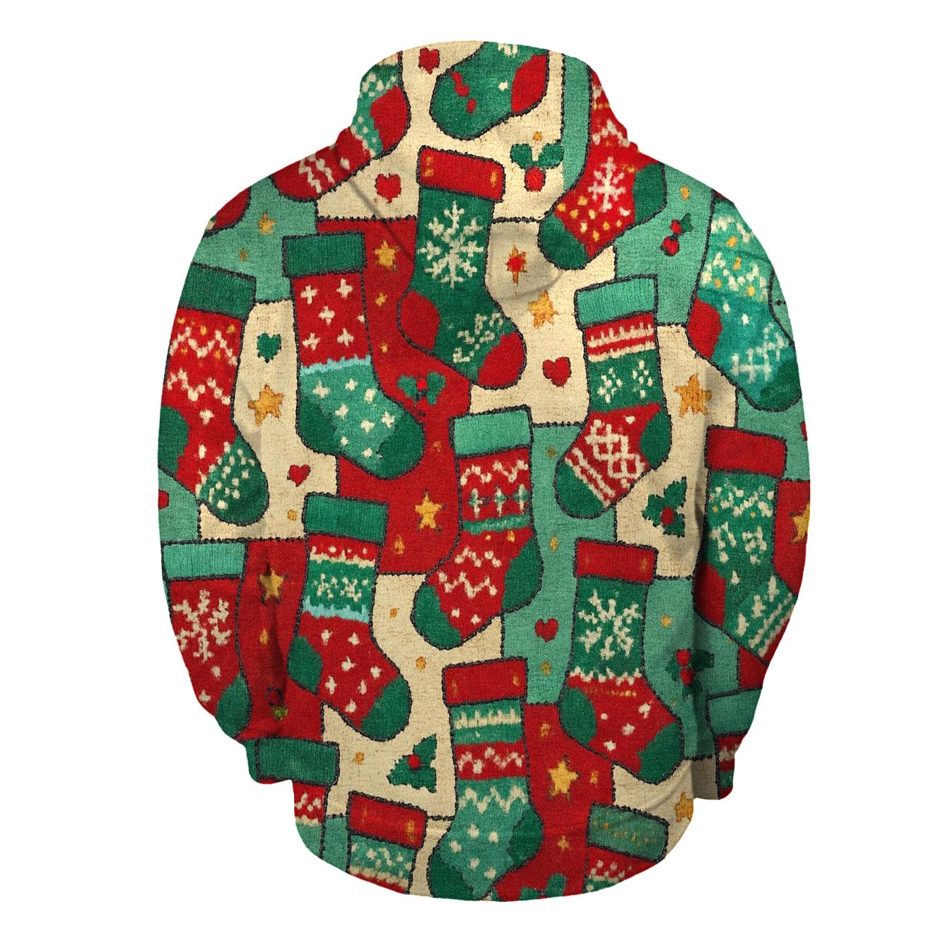 Mismatched Stocking Patchwork Design graphic hoodies