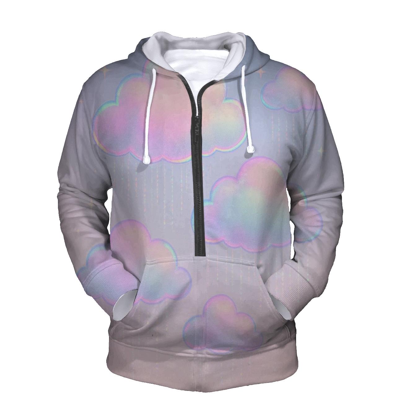 Pastel Hologram Cloudburst zip-up hoodies