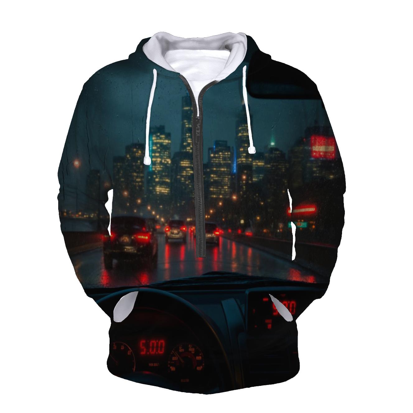 Rainy West Side Highway Taxi Skyline Reflections heavyweight hoodies