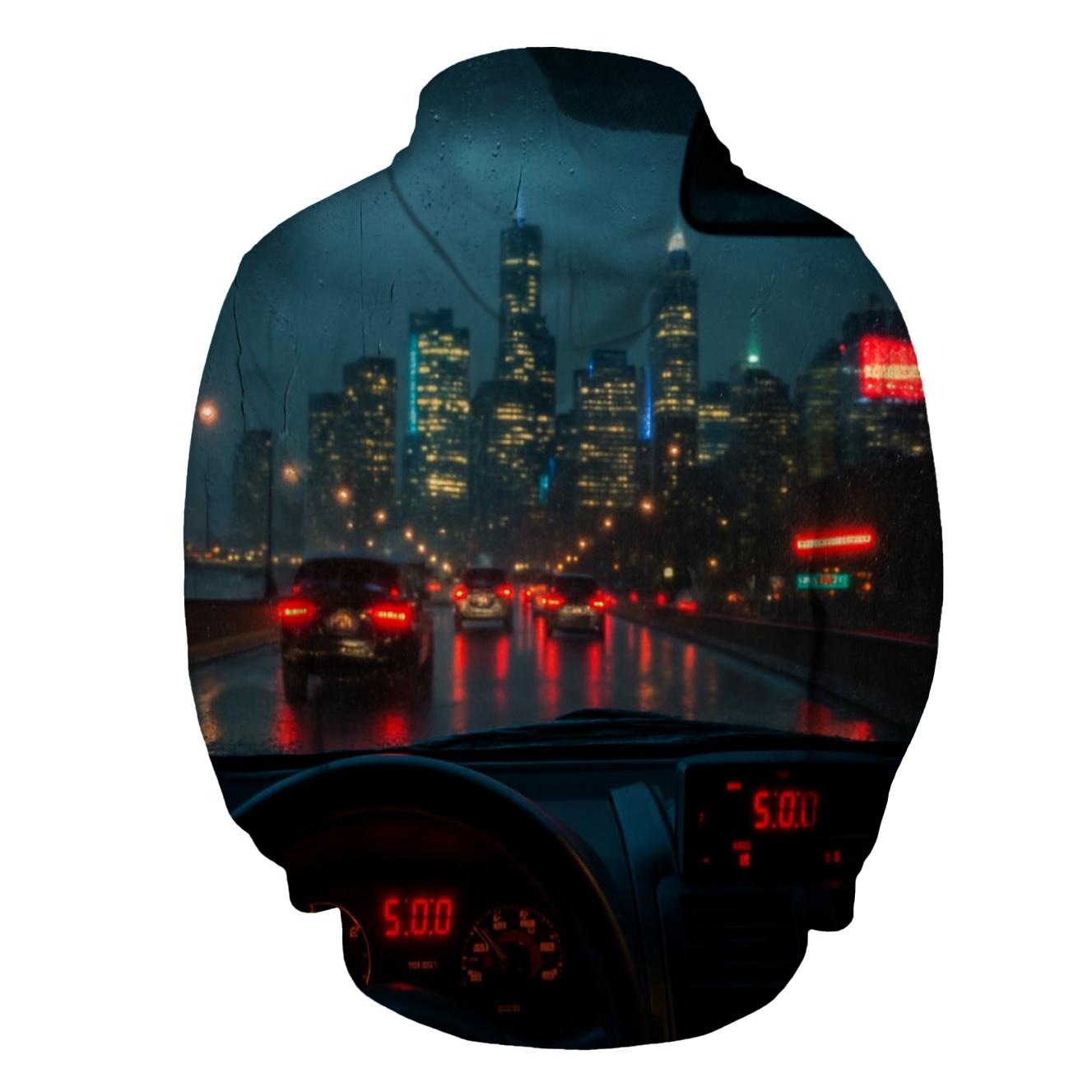 Rainy West Side Highway Taxi Skyline Reflections heavyweight hoodies