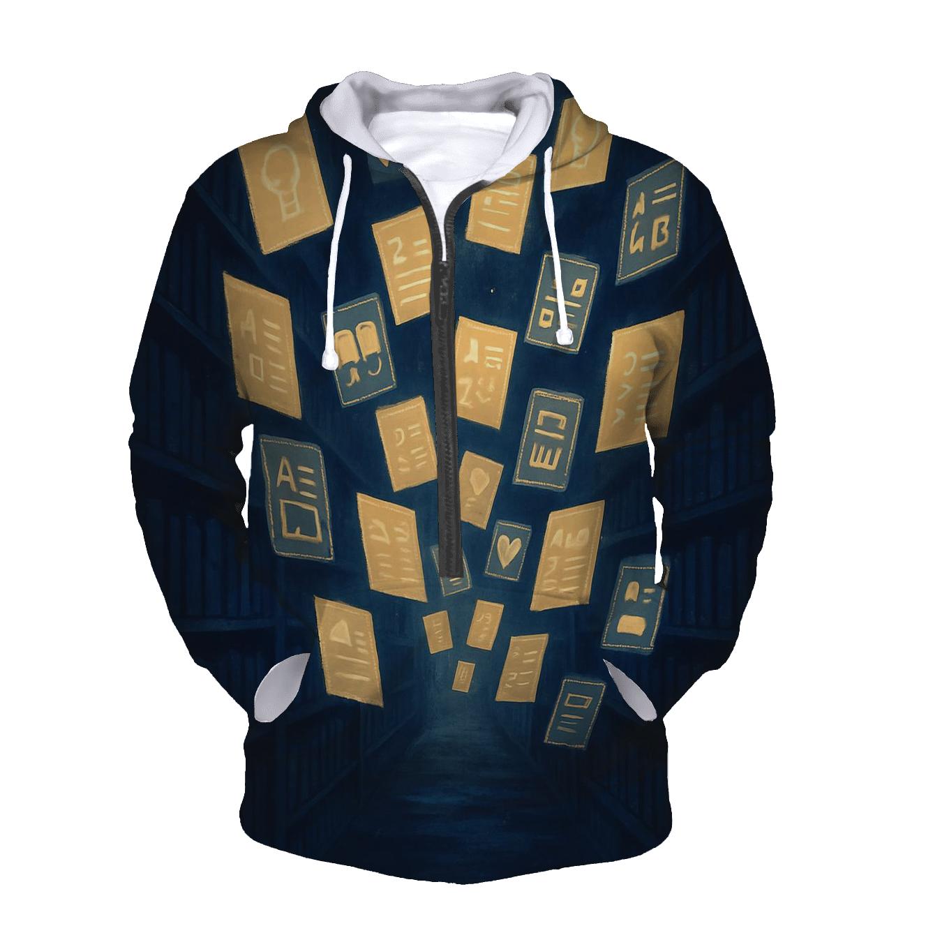 Midnight Library Of Floating Pages printed hoodies