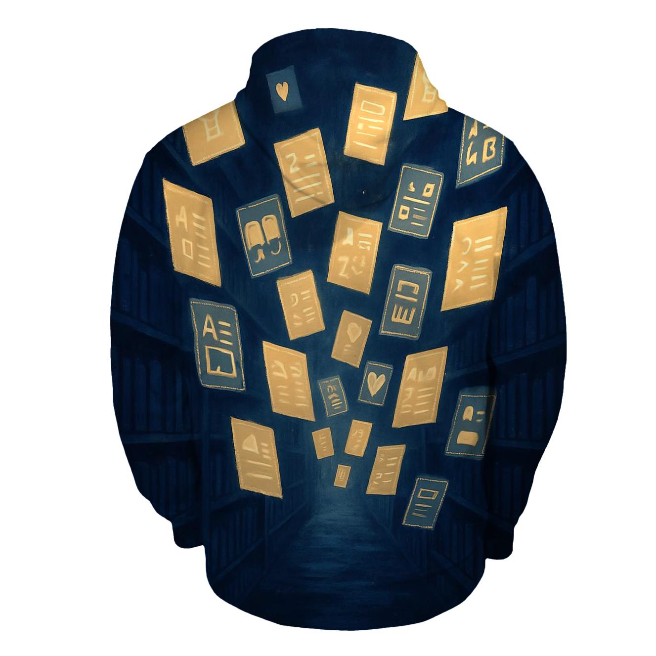 Midnight Library Of Floating Pages printed hoodies