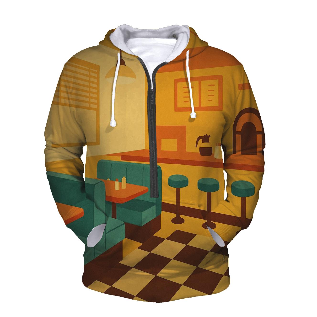 Retro Diner Morning embroidered hoodies